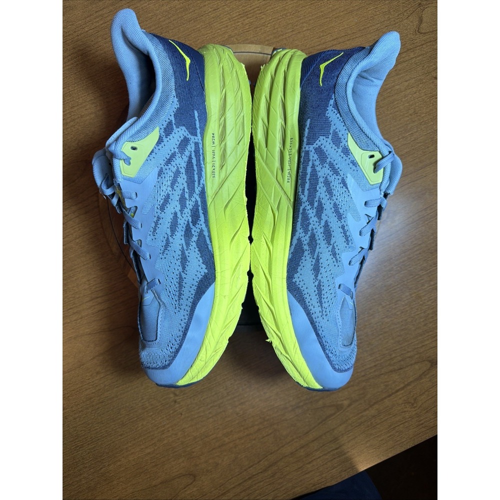 HOKA ONE ONE Men's Shoes Size 14 2E Speedgoat 5 Wide Stone Blue/ Dark Citron - Picture 10 of 16